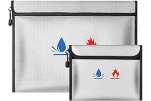 AICHILRA Paquete de 2 bolsas de almacenamiento ignífugas, con revestimiento de silicona, impermeable, resistente al fuego, con cremallera, para guardar dinero en efectivo, joyas y documentos
