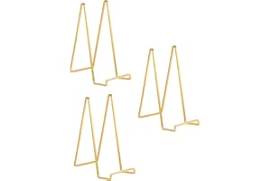 DIDUDIDU Supporto Cavalletto Espositore Porta Piatti - Supporti Piatti da Esposizione Grande - Cavalletti per Tavolo - Espositori Ferro per Piatto Decorativo | Cornice Foto | Libri - Oro - 3 pezzi - 25 cm