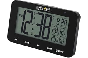 Explore Scientific NDC-1004 - Reloj despertador (con temperatura interior y humedad), color negro