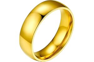 PROSTEEL Bague Homme Femme Personnalisable en Acier Inoxydable/Plaqué Or, Simple Anneau Alliance de 2mm/4mm/6mm/8mm - Taille 47/49/52/54/57/59/62/64/67/69