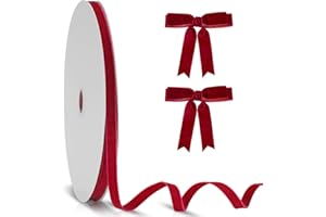 KINGLAKE Nastro di velluto rosso – Nastro di velluto double face per albero di Natale, regalo, fiocco, fai da te, rosso vinaccia