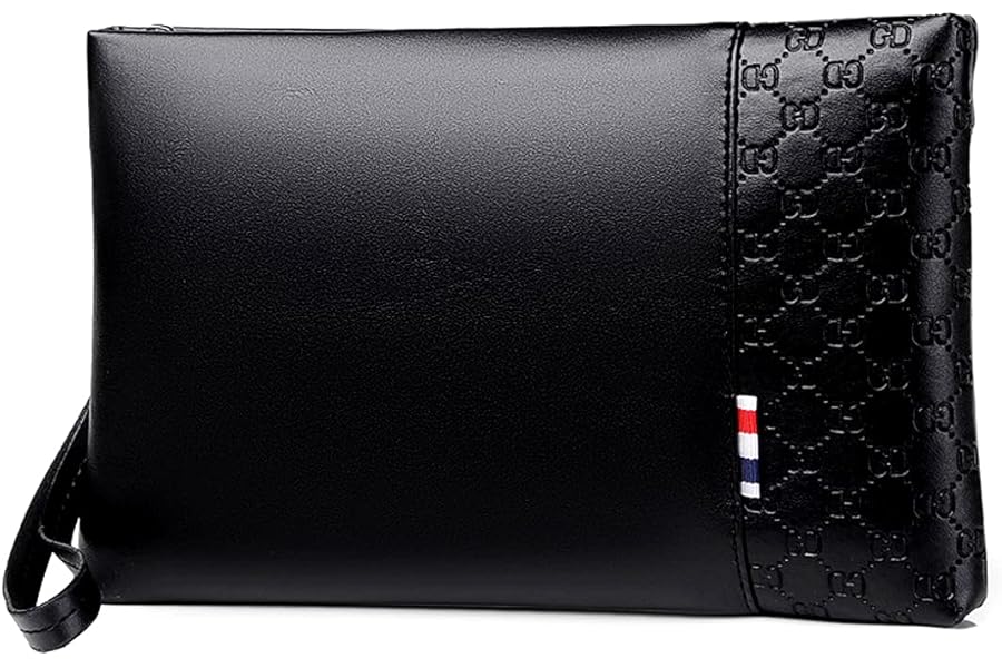 A-QMZL Wrist Bag for Men Wrist Handbag Wrist Bag PU Leather Large Capacity Clutch with Card Slot Wallet Business Leisure Office Handbag Purse Bag for Men