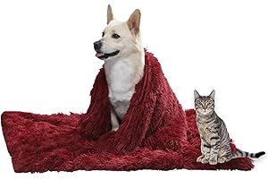 crazy bean Coperta per Cani Copertina Gatto Riscaldante Pet Morbido caldo morbido soffice pile Lavabile in lavatrice Coperta per Gatti per Letto per Cani,Vino rosso,M (80X55cm)