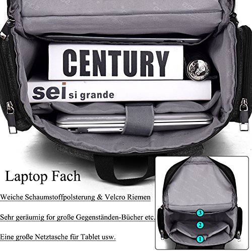 Laptop Rucksack, BRINCH Anti-Träne geräumig Reise Knapsack Rucksack Hikingtasche Studenten College Schulter Rucksack für 17 – 17,3 Zoll Laptop/Notebook/Macbook Computer, Schwarz - 4