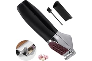 TIAMARAEON Garlic Crusher Garlic Press Heavy Duty Garlic Mincer Ginger Presser Sturdy Kitchen Garlic Crusher with Ergonomic Handle, Garlic Slicer & Grinder Extracts More Garlic Paste, Dishwasher Safe