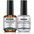 Morovan Nail Prep Primer Unghie - 2Pcs Primer Unghie Semipermanentee Disidratato Naturale Nail Prep Unghie 15ml Lunga Durata 