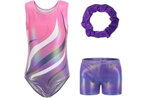 Kiscorpse Gymnastics Leotards for Girls with Gymnastics Shorts & Hairband Set Long Sleeve/Sleeveless Leotard Dancing Ballet Gymnastics Athletic for Girl