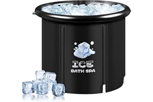 Alupssuc bañera hielo con tapa,portátil Ice Bath tub,Protección de Múltiples Capas para Terapia de Baño Congelado y Recuperación Rápida,320L,Negro