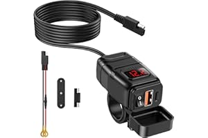 ‎ZEXMTE ZEXMTE Motorrad USB Ladebuchse, 6,4A Dual USB Typ C PD & Quick Charge 3.0 Motorrad-USB-Ladegerät mit Voltmeter & EIN/Aus-Schalter, wasserdichtes Motorradzubehör für Telefon, Tablet, GPS, etc