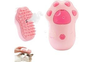 Amebleak Cepillo Vapor Para Gatos, 3-en-1 Steamy Cat Brush, Vepillo de Vapor Autolimpiable para Gatos Perros, Cepillo Gatos Quitapelo con Vapor, Cepillo para Gatos para Mudar de Pelo