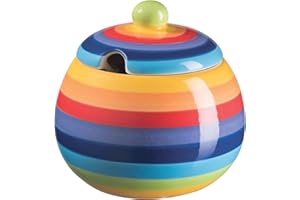 Purity Style Ręcznie malowana cukiernica w tęczowe paski