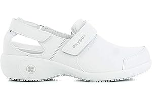 Oxypas Scarpe da Lavoro in Pelle - Salma - Zoccolo di Sicurezza da Donna, Antiscivolo e Confortevole, Ideale per l'Assistenza Ospedaliera e Infermieristica, Nero, 36 EU