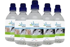 Vindi Désinfectant Alcool modifié 90°- lot de 5 Flacons de 250ml - Fabrication Française - Désinfection peau saine et ustensiles médicaux