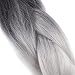 UQ 24" 1PC Two Tone Colors Black Light Grey Ombre Braiding Hair Synthetic Fibers Extension 100g