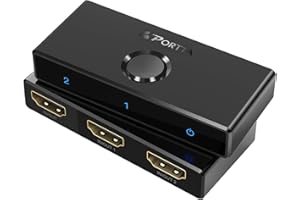 Switch HDMI 4K 60Hz, Portta Biidirezionale Slitter 1 in 2 OUT, Switcher 2 in 1 Out Hub Support HDR HDCP2.3 3D Compatibile con Blu-ray, Xbox, PS4, PS5, HDTV, Monitor-Black