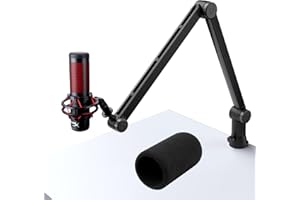 SUNMON Wysięgnik mikrofonowy do QuadCast, wytrzymały wysięgnik mikrofonowy z filtrem pop do QuadCast, zacisk biurkowy, wysięgnik studyjny, wysięgnik mikrofonowy do ciężkich mikrofonów do podcastów