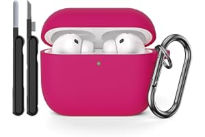 AOTUAO Custodia Compatibile con AirPods PRO 3a Generazione Case Cover con Kit di Pulizia, Case Protettiva Antiurto in Silicone per AirPods PRO 3 Custodia con Moschettone, Rose Pink
