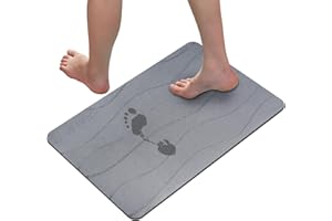 E-RFSEY Diatomite Stone Bath Mat, tappetino da bagno in pietra, antiscivolo, super assorbente, ad asciugatura rapida, naturale, facile da pulire (NO.3 Grigio)