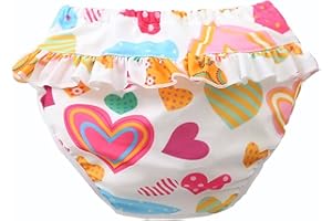 FANNY Ziemlich Schwimmwindel mit Rüschen, Auslaufsicher Badewindel Mädchen Junge,Waschbar Wasserdicht Baby Windelhose Badewindelhose,0-4 Jahre (Farbe a, L-28-36lb/2-3 Jahre)