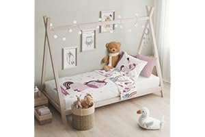 ‎TEXPOT texpot Kinderbettwäsche Set 100 x 135 + 40 x 60 cm mit niedlichen Druckmotiven 100% Baumwolle Reißverschluss pflegeleicht (Einhorn)