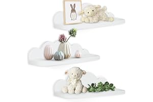 Pyjacos ABS Plastica Mensole da Muro Set di 3 Mensola da Parete per Decorazioni per Cameretta Bagno Cucina Salotto Piccola Mensola Adesiva da Muro Nuvola bianca-3L