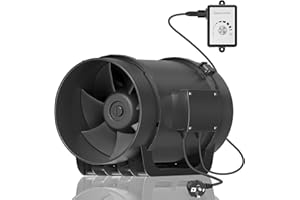 Hon&Guan Rohrventilator 200mm mit Variabler Geschwindigkeitskontrolle, Rohrlüfter mit Regler EC Motor 1292m³/h Leise für Wachstumszelte, Badezimmer, Keller, Garage Zimmer