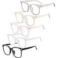 DEOMOR 5 Set Clear Lens Glasses Unisex Stylish Eyeglasses Retro Fashion Glasses Light Weight for Reading Cosplay Carnival Theme Party