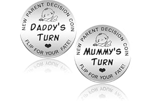 SHENLONG New Parent Decision Coin,Engraved Stainless Steel Interesting Flip Coin for Decision Making,Novelty Gift for New Mum Dad,Newborn Baby Gifts,Mother's Day Gifts,Anniversary,Stainless Steel (Silver)