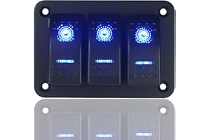 FanPaYY 3 Gang Rocker Switch Panel universale impermeabile 12V Toggle Switches pannello in alluminio 5 Pin ON/Off 2 retroilluminato per barca auto Marine Blue