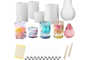 YWNYT Stampi per Candele in Silicone, 5 Pezzi Pilastro Esagonale/Cilindro/Pera Forma Stampo per Candele 3D Stampo per colata epossidica per Realizzare Candele per aromaterapia, Esemplare di Fiori