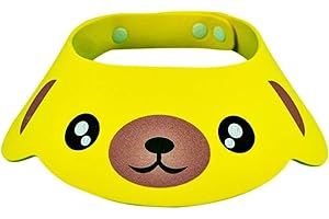 KIRALOVE Cuffia cuffietta per bagno bambini bagnetto Orsetto comoda doccia proteggi occhi orecchie morbida cuffia cuffietta bimbi doccia bagno regolabile giallo idea regalo originale colorata