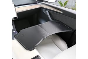Panlouting Plateau de Table Multifonctionnel Fibre de Carbone Antidérapant Pliable pour Tesla Model 3 / Y
