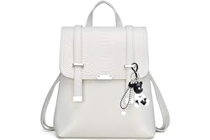 BUKESIYI Donna Borsa Zaino Elegante Zainetto Borse a Tracolla Zaini Antifurto Zainetti 2023 PU Pelle CCIT78120 Bianco Perla