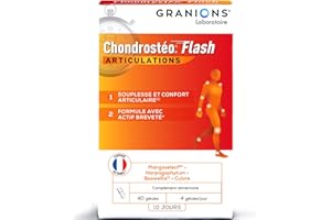 GRANIONS Chondrostéo+ Flash Articulations - 40 Gélules = 10 Jours - Mangoselect (Garcinia Mangostana), Boswellia, Harpagophytum - Confort Articulaire - Laboratoire des Granions - Marque Française