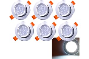 Gimisgu set di 6 Faretti LED da Incasso per cartongesso, 7W 560lm 230V Bianca Fredda 6000K, Faretti a Luce Led Orientabile di 30°, per cucina bagni camper barca caravan, Foro Ø95-109mm
