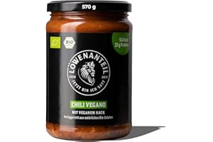 Löwenanteil - Eintopf "CHILI VEGANO" - 570g Glas mit veganem, pflanzlichem Hack - ohne Zuckerzusatz und Glutenfrei - Fertiggericht mit viel Protein und Kohlenhydraten - Menge: 1