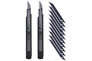 Gebildet 2pcs Cuchillos Utilitarios Retráctiles con Hoja a Presión de 30 Grados,Cuchillo Cortador de Caja de Cartón con Cerradura con 10pcs Hojas Afiladas Adicionales para Oficina,Hogar,Manualidades