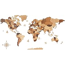 AREDE 3D-wereldkaart van hout, meerlaags, wandkunst, decoratie, maat L (150 x 90 cm), moderne grote reiswanddecoratie, cadeau-idee voor thuis, keuken of kantoor