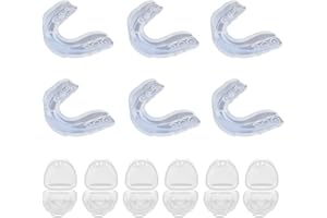 HSUPEZ 6 sztuk sportowych ochraniaczy na zęby, boks, ochrona jamy ustnej, boks, sportowa ochrona na boks, do sportów walki, MMA, Muay Thai, hokeja, chroni zęby, dziąsła i szczękę (przezroczysta)