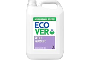 ‎ECOVER Ecover Handseife Lavendel & Aloe Vera, biologisch abbaubare Seife mit pflanzenbasierten Inhaltsstoffen, Flüssigseife 5L für empfindliche Haut, Veganer-freundliche Formel, 5 l