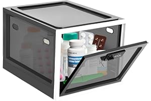 AOFESEL Lockable Storage Box, Large Medicine Storage Box with Lock, Medication Lockable Container, Safe Locking Storage Bin Organiser for Fridge Food, Snacks, Electronics, Phone, Tablet Jail, Home Safety