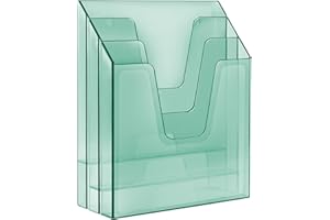 Acrimet Organiseur de Classeur Vertical Triple, Trieur de fichiers (Plastique) (Couleur Verde Trasparente)