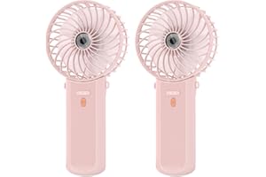 Lepwings Mini Przenośny Wentylator, 2-częściowy Ręczny Wentylator Możliwością Ładowania Przez USB, 4 Prędkości, 5,5-16 Godzin Pracy, 180 ° Obrót, Mały Składany Wentylator Domu, Biura, Podróży- Różowy
