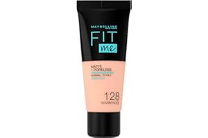 Maybelline New York, Base de Maquillaje que Calca a tu Tono Fit me! Mate y Afinaporos, Color: 128 Warm Nude