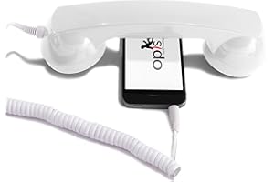 OPIS TECHNOLOGY Opis 60s Micro - Combine Telephone Portable/Combiné Téléphone Rétro/Casque Audio en Forme combiné téléphonique pour Les Smartphones Android, Tablettes, Ordinateurs Portables, etc. (Blanc)
