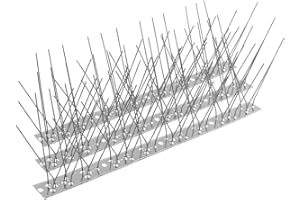 MOYOFREE Bird Spikes for Pigeons Small Birds, Pigeon Spikes Kit Cover 6M (20 feet), Fence Spikes Stainless Steel Bird Deterrent Repellent Spikes for Cats, Birds Control Defence Spikes (18 Pack, Uninstalled)
