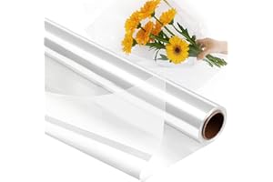 Druuzyl 86 cm x 30 m Rouleau de papier d'emballage cadeau cellophane, 3 mil épais Emballage Cellophane Papier cadeau transparent pour Fleurs, Artisanat, Emballage Cadeau