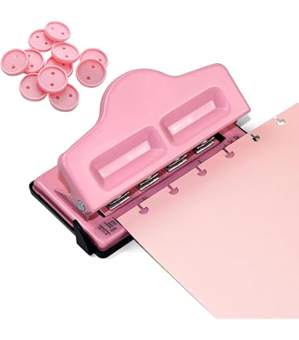 Verstelbare Metalen 6-gaats A5, A6, A7, 6-ringgaten met Positioneringsmarkering, 6 Vellen Capaciteit Perforator voor Dagplanner, Personeel, Agenda, Navulpagina's (Wit