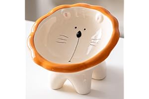 Busnos Leone Ciotola Per Gatti Ceramica Rialzate Ciotola Acqua Cane Amica Dei Baffi Gatto Accessori Lavabile In Lavastoviglie e Adatto Al Microonde Cane