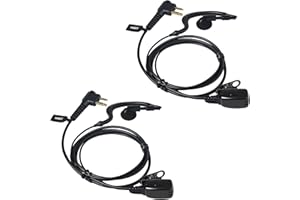 YNIBST Oreillette pour Talkie-Walkie, Casque en Forme de G avec Micro et Bouton PTT, Compatible avec Motorola à 2 Broches pour CP040, DP1400, GP68, GP88, GP300, Radio Bidirectionnelle (Lot de 2)